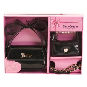 JUICY COUTURE 2pc Top Handle Shoulder Bag And Clutch Set Black